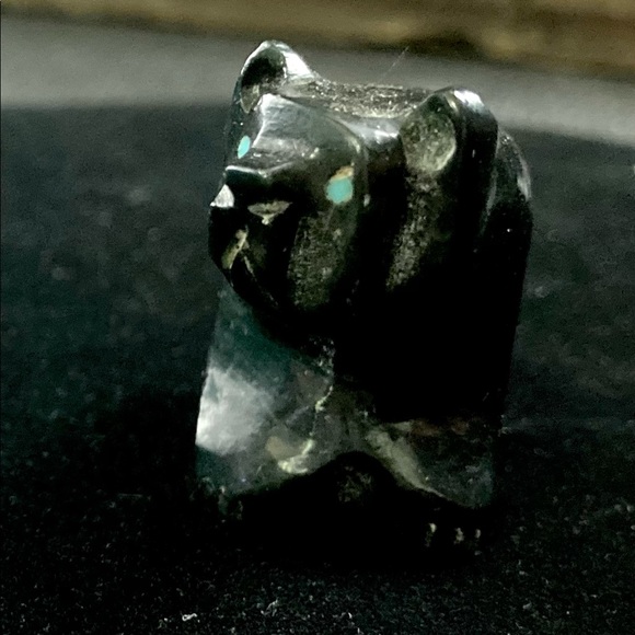 Vintage ZUNI Native American Hand Carved Fetish Turquoise Eyes DAVID CHAVEZ - Picture 5 of 10